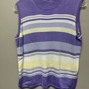 Preston & York lavender stripe sleeveless sweater. Size large